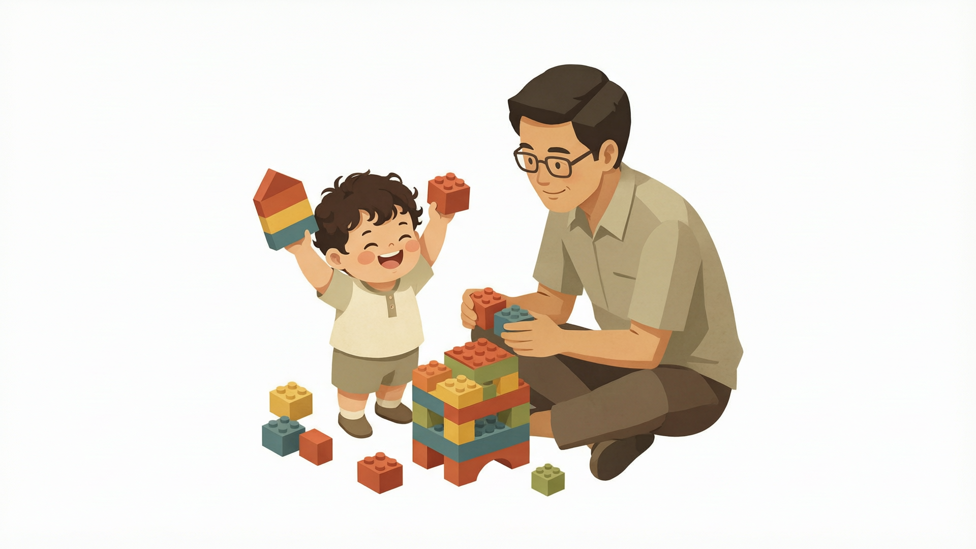 插图:dorian搭积木和爸爸